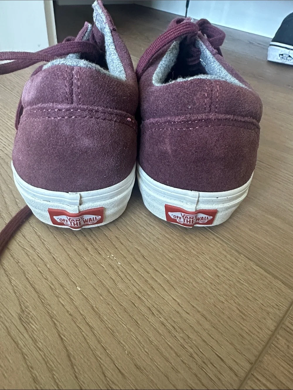 Vans Women's Burgundy Suede Old Skool Sneakers with White Stripe